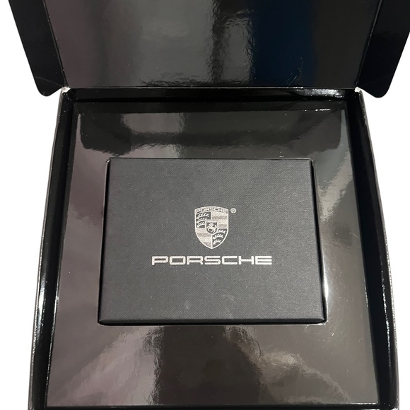 New ( NWT ) Porsche Genetian Blue Genuine Leather Card Holder Wallet - Picture 8 of 10